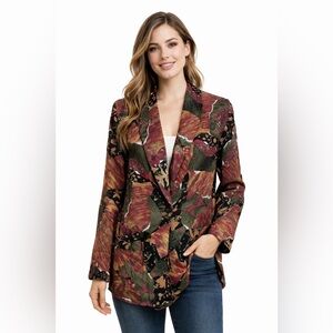 Vintage Art Print Pattern Blazer Women’s Statement Jacket